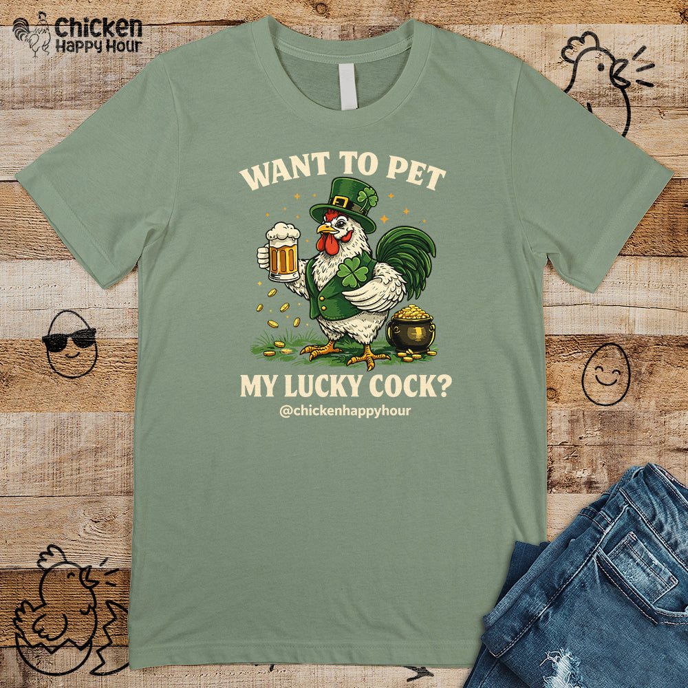 Want To Pet My Lucky Cock Unisex Tee