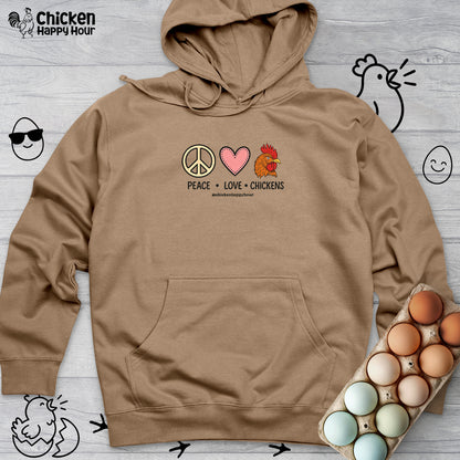 Peace Love Chickens Hooded Sweatshirt