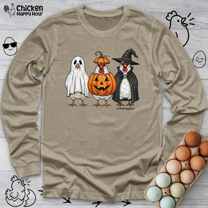 Chickens Wearing Halloween Costumes Long Sleeve