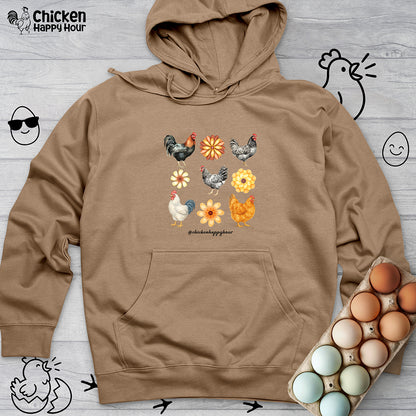 Chicken With Flowers Hooded Sweatshirt