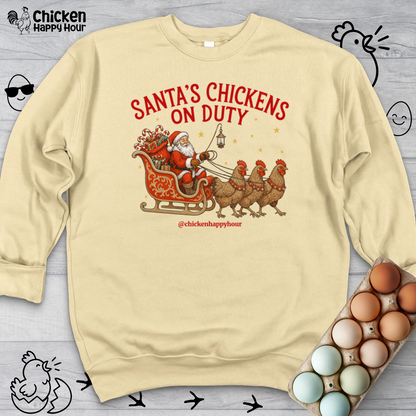 Santa’s Chickens on Duty Crewneck