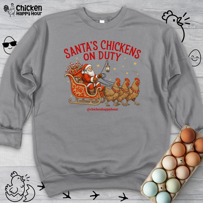 Santa’s Chickens on Duty Crewneck
