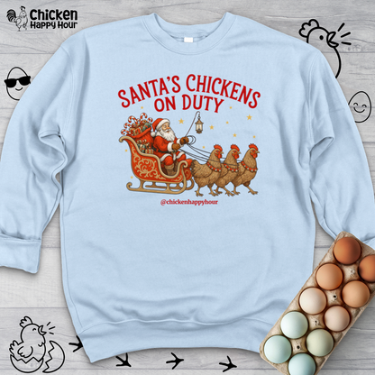 Santa’s Chickens on Duty Crewneck