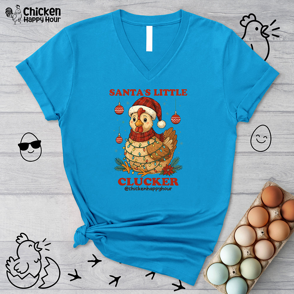 Santa’s Little Clucker V-Neck Tee