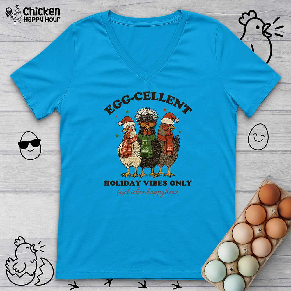 Egg-Cellent Holiday Vibes Only V-Neck Tee