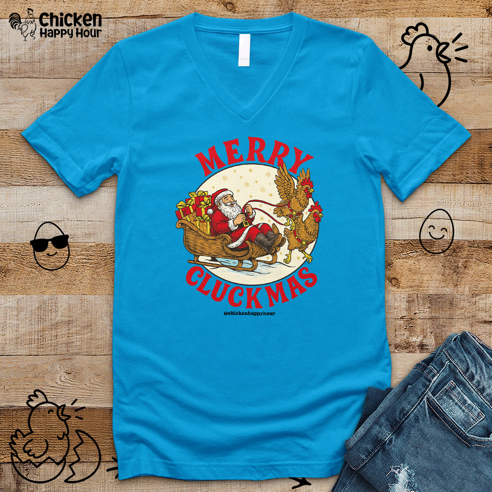 Merry Cluckmus V-Neck Tee