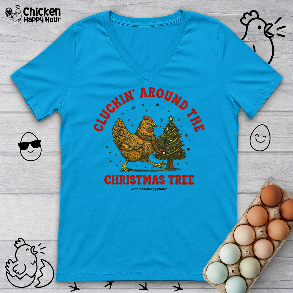 Cluckin' Around The Christmas Tree V-Neck Tee