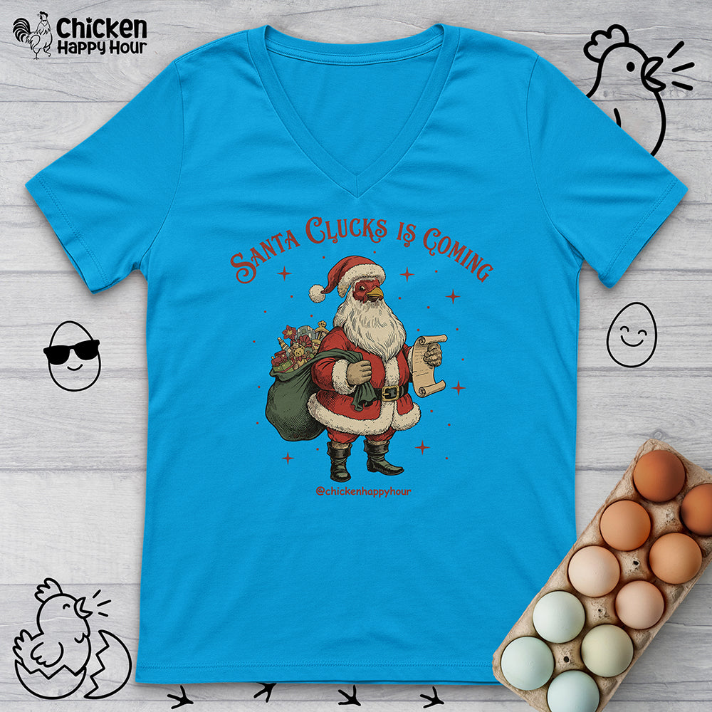 Santa Clucks Is Coming V-Neck Tee