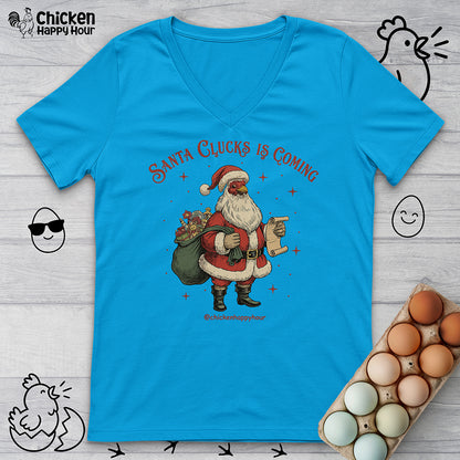 Santa Clucks Is Coming V-Neck Tee