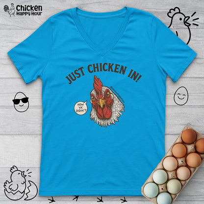 Just Chicken in! V-Neck Tee
