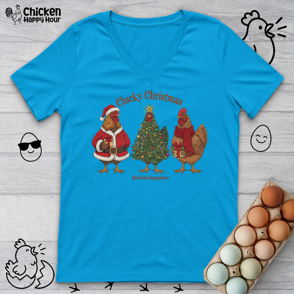 Clucky Christmas V-Neck Tee