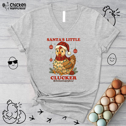 Santa’s Little Clucker V-Neck Tee