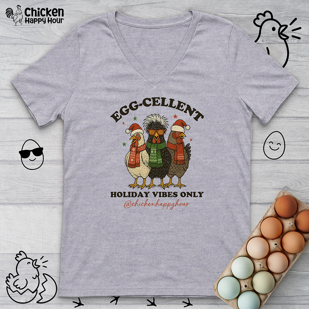 Egg-Cellent Holiday Vibes Only V-Neck Tee