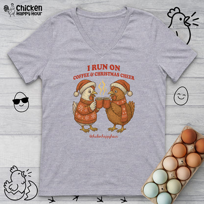 I Run on Coffee & Christmas Cheer V-Neck Tee