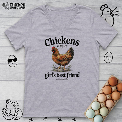Chickens Are A Girl’s Best Friend V-Neck Tee
