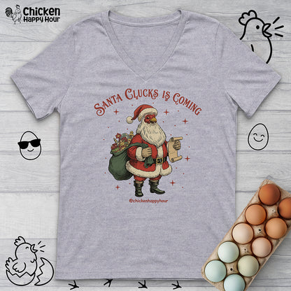 Santa Clucks Is Coming V-Neck Tee