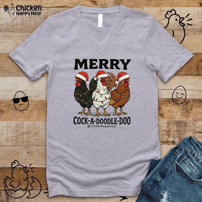 Merry Cock a Doodle Doo V-Neck Tee