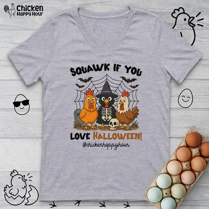Squawk if you Love Halloween V-Neck Tee