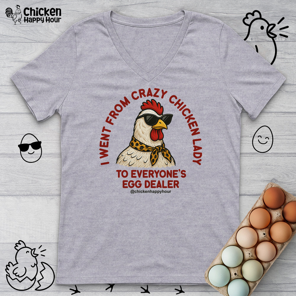 Went From Crazy Chicken Lady V-Neck Tee