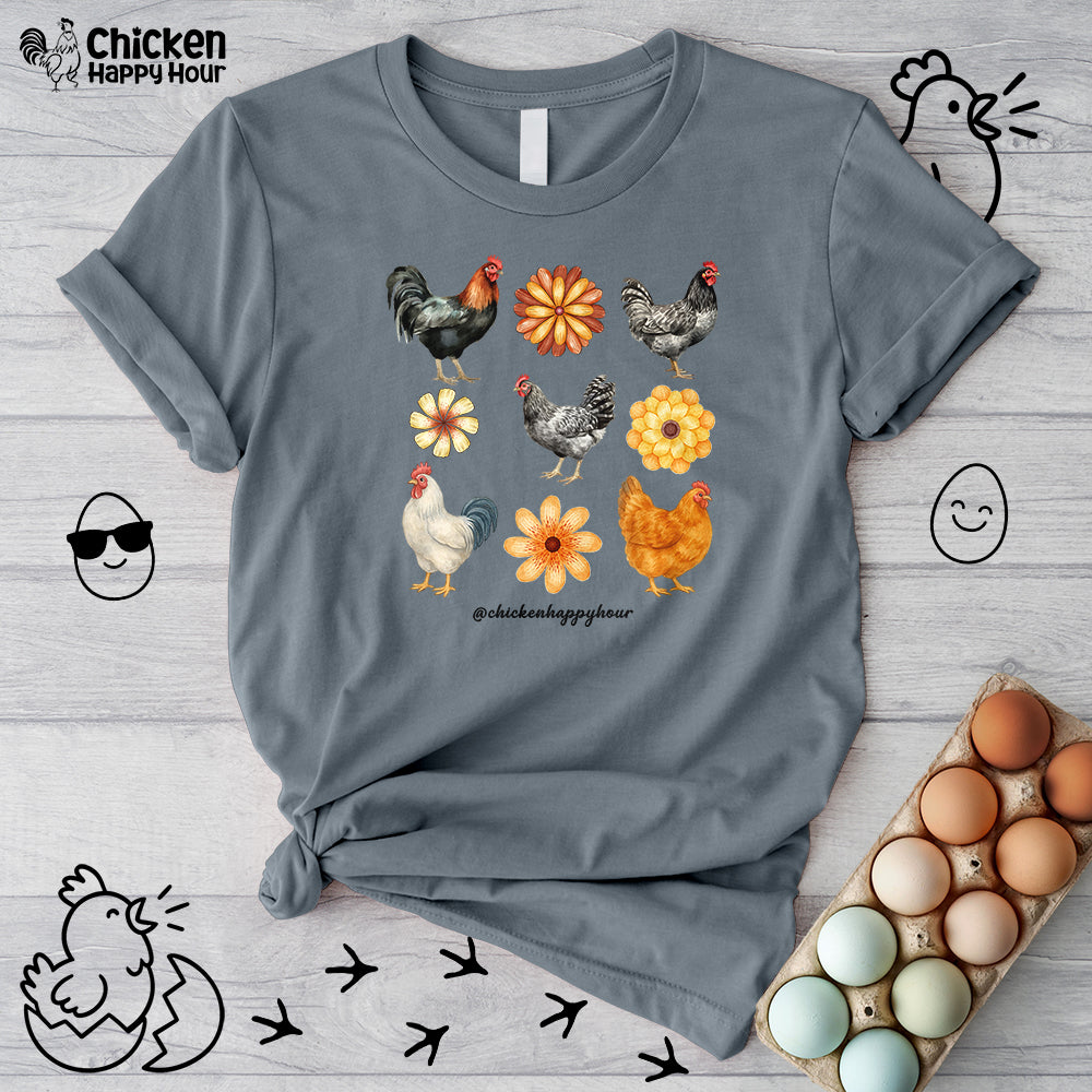 Chicken With Flowers Unisex Tee