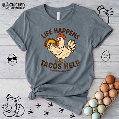 Life Happens Tacos Help Unisex Tee