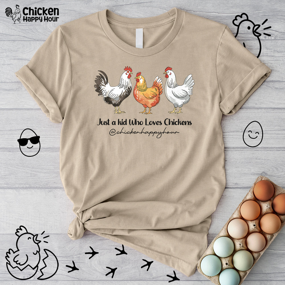 Just a Kid Who Loves Chickens Unisex Tee