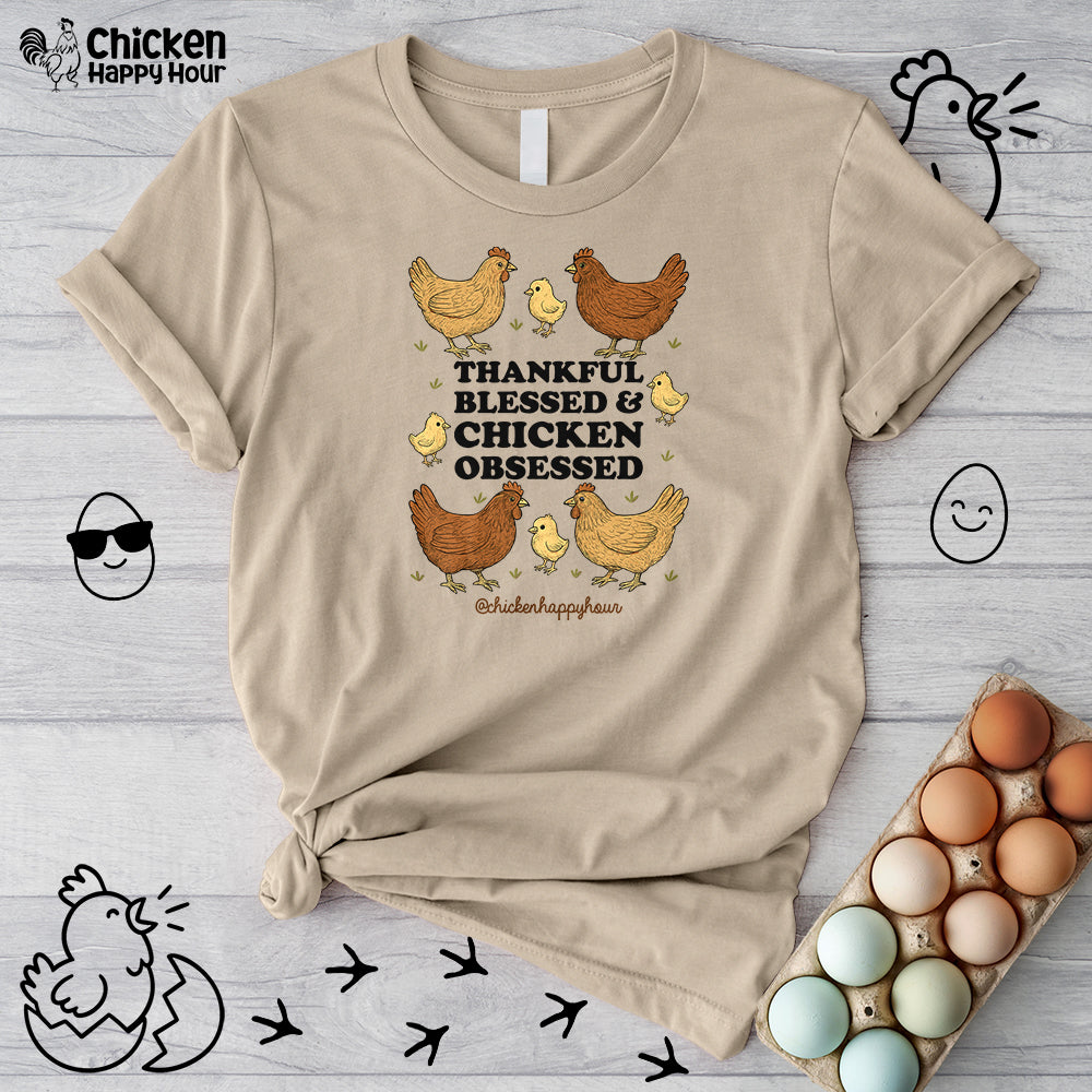 Thankful Blessed and Chicken Obsessed Unisex Tee