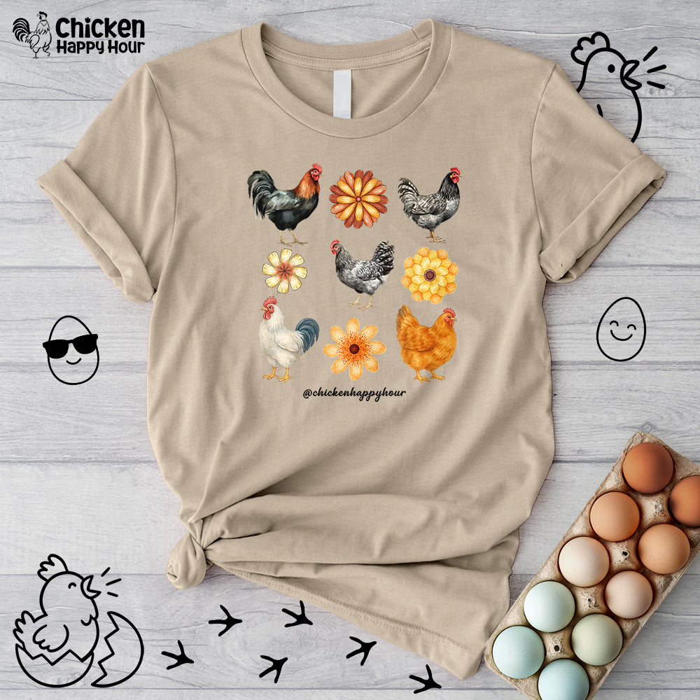 Chicken With Flowers Unisex Tee