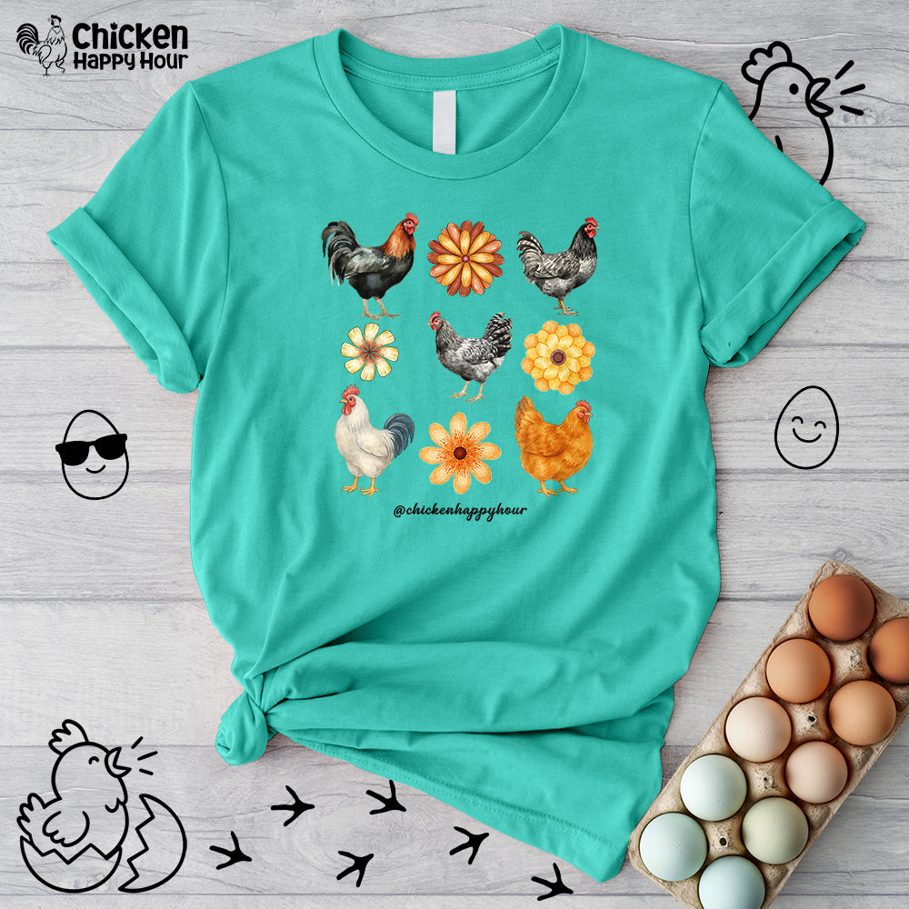 Chicken With Flowers Unisex Tee