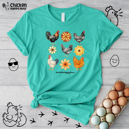 Chicken With Flowers Unisex Tee