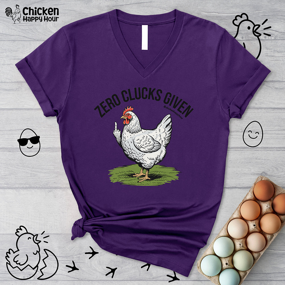 Zero Clucks Given V-Neck Tee