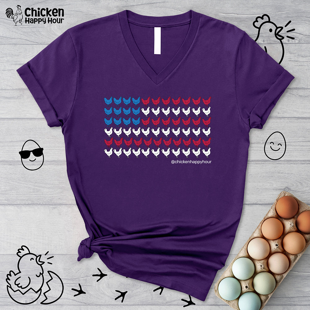 4th of July Chicken V-Neck Tee