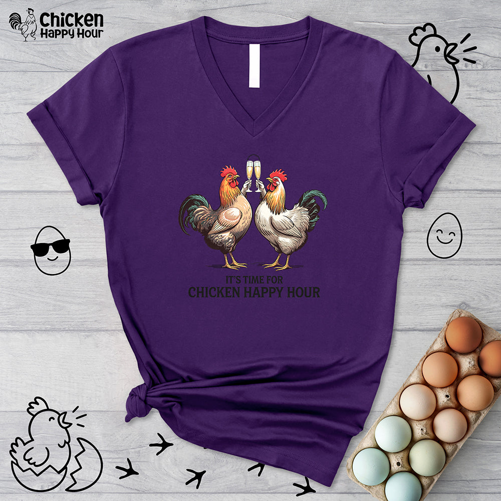 It’s Time For Chicken Happy Hour V-Neck Tee