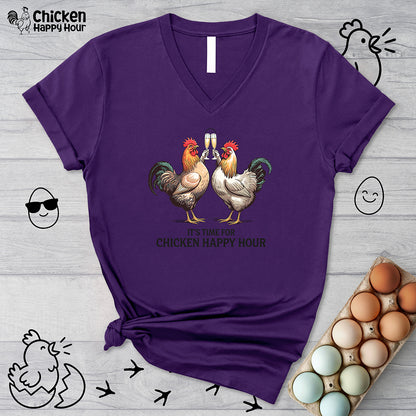 It’s Time For Chicken Happy Hour V-Neck Tee