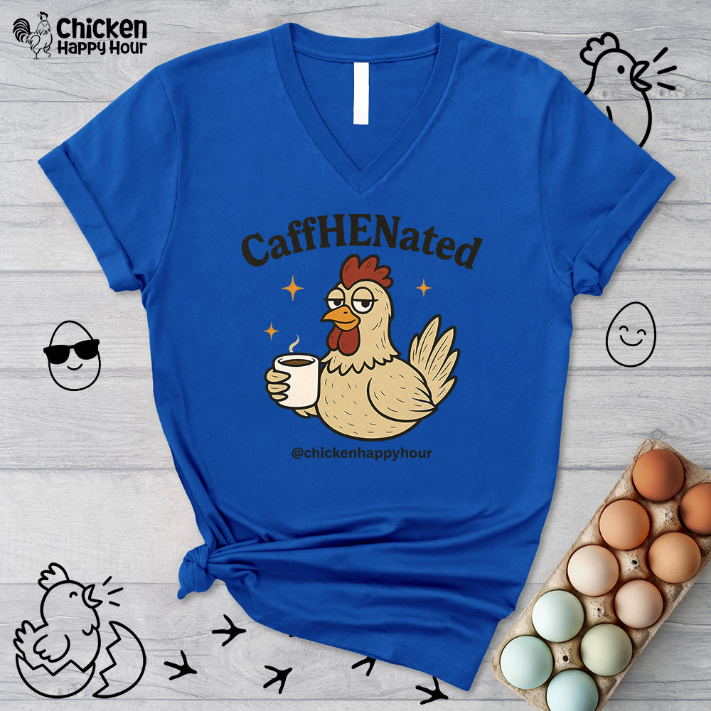 CaffHENated V-Neck Tee