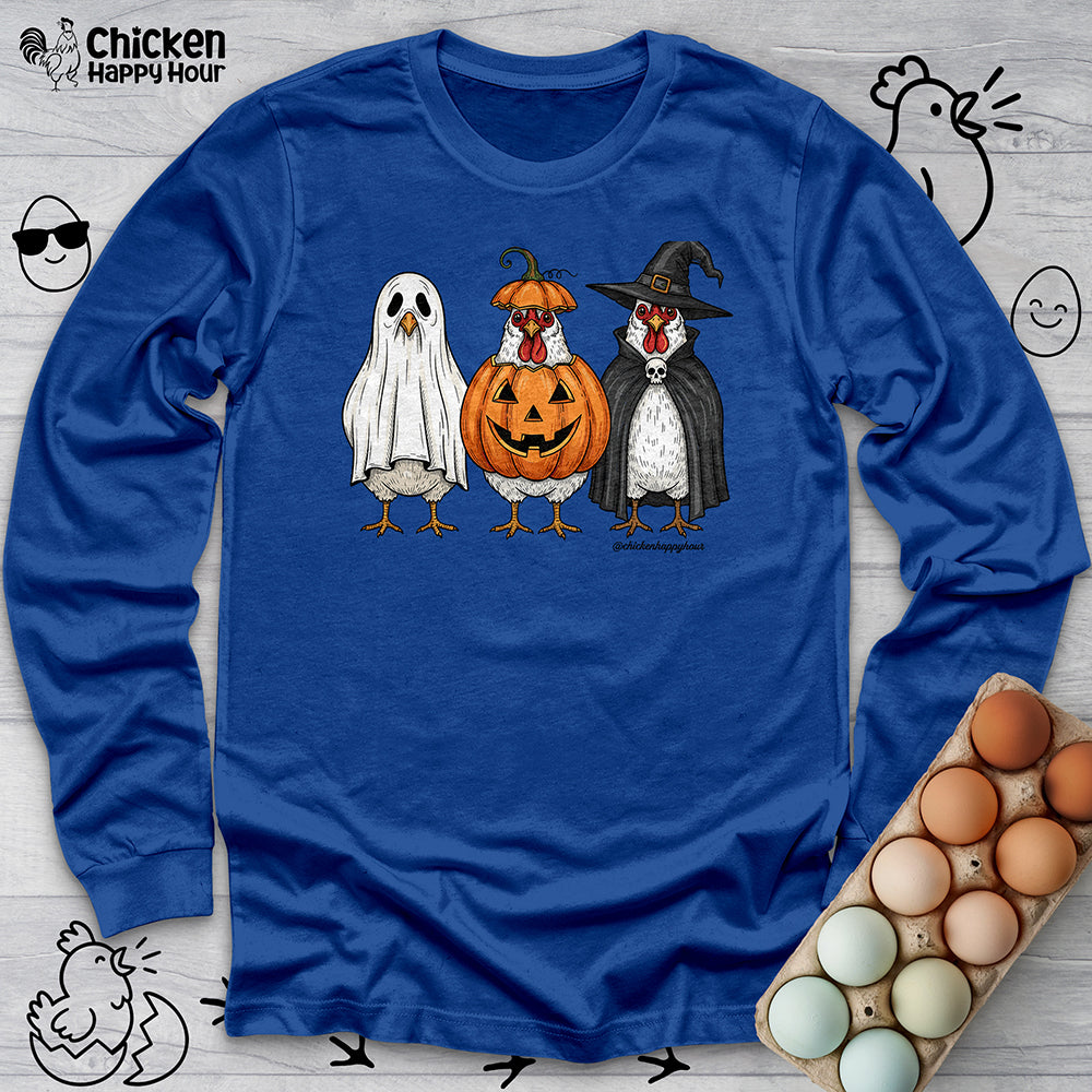 Chickens Wearing Halloween Costumes Long Sleeve Tee