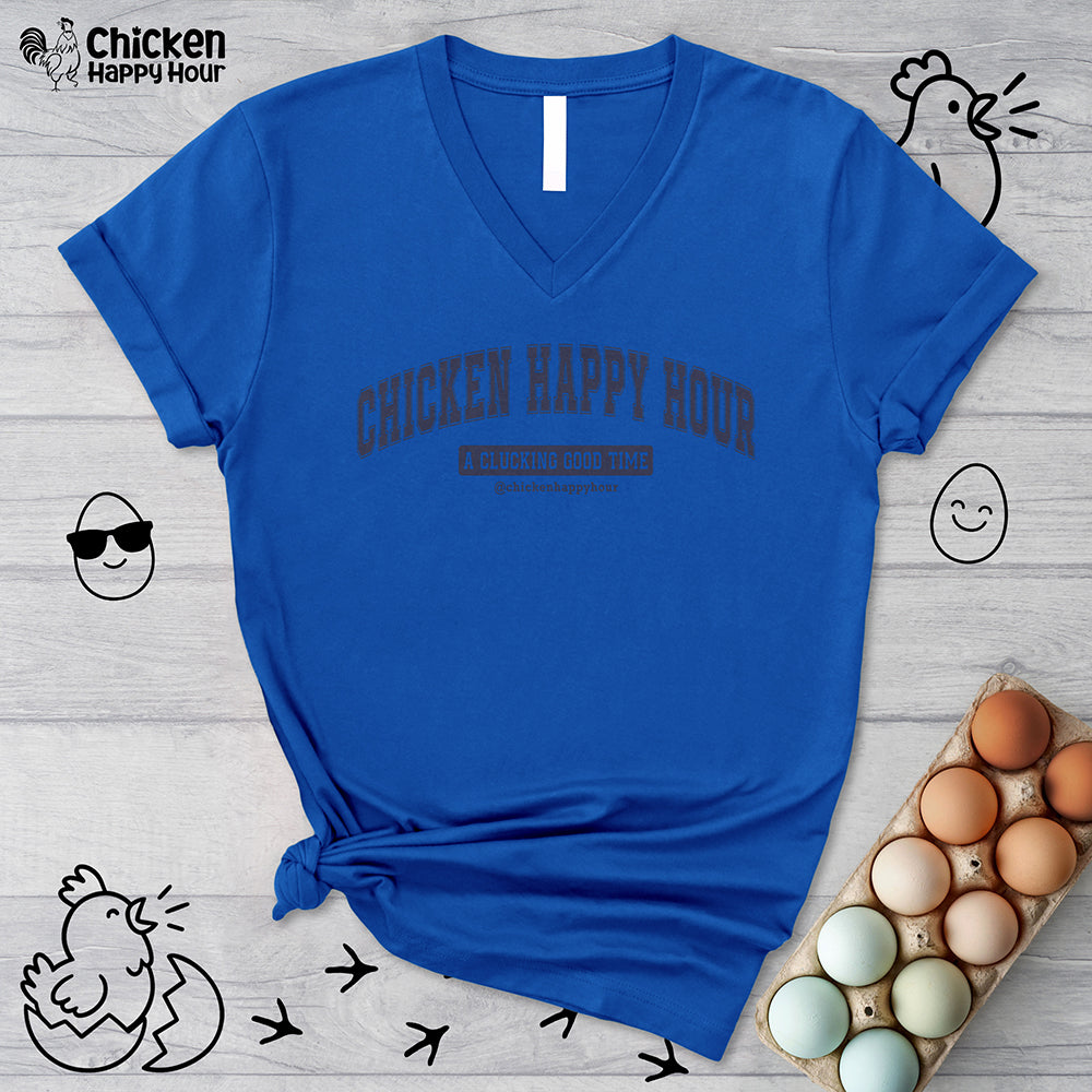 Chicken Happy Hour A Clucking Good Time V-Neck Tee