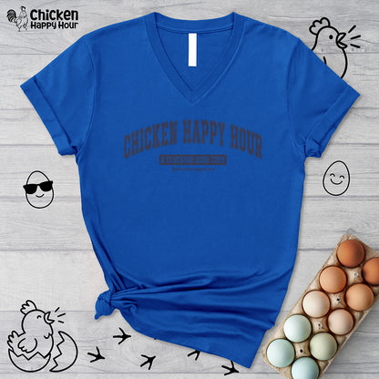 Chicken Happy Hour A Clucking Good Time V-Neck Tee