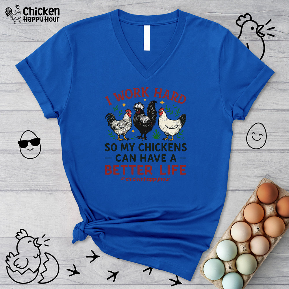I Work Hard V-Neck Tee