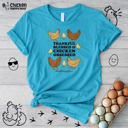 Thankful Blessed and Chicken Obsessed Unisex Tee
