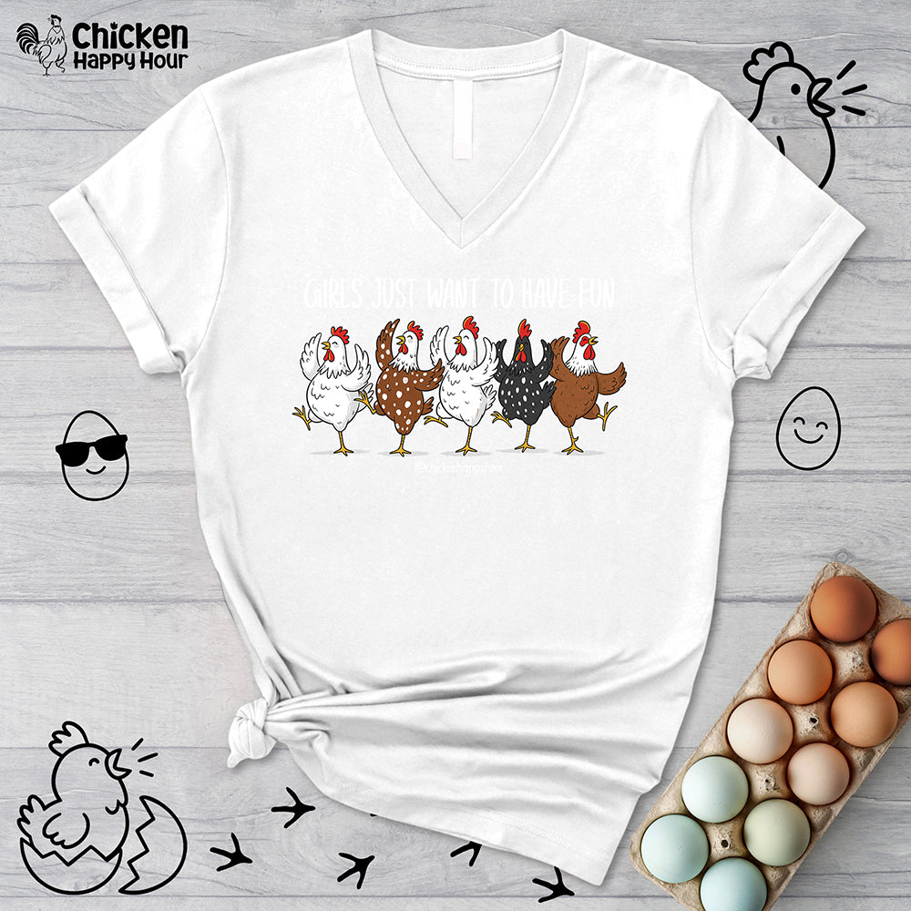 Girls Just Want To Have Vun V-Neck Tee