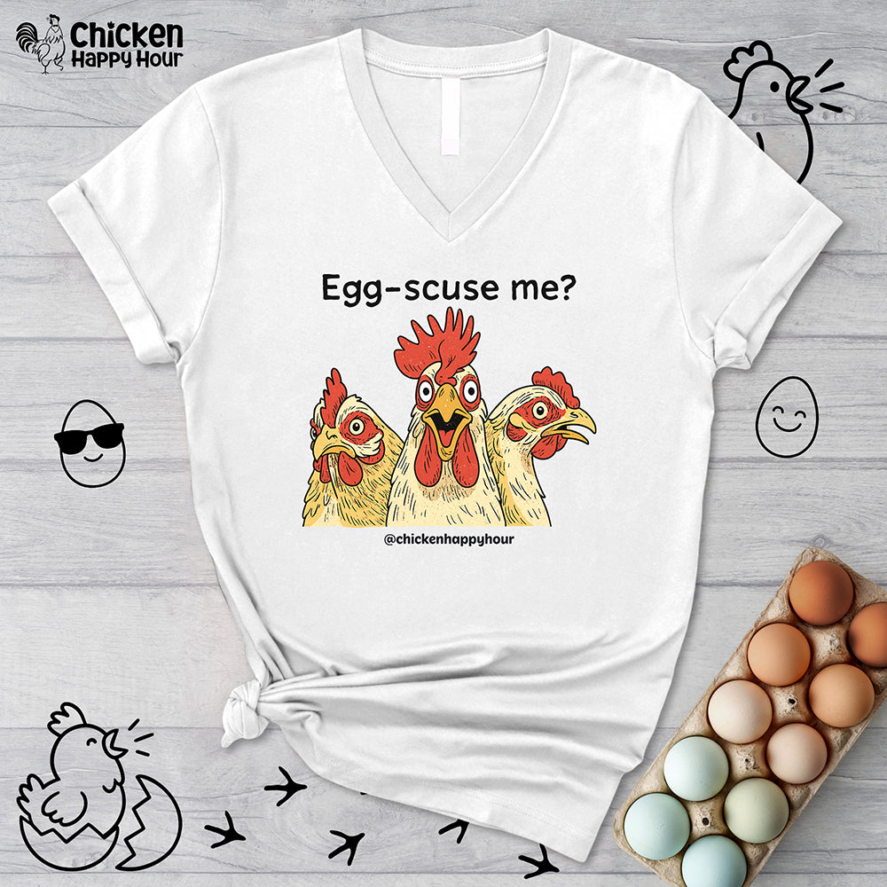 Egg-Scuse Me V-Neck Tee