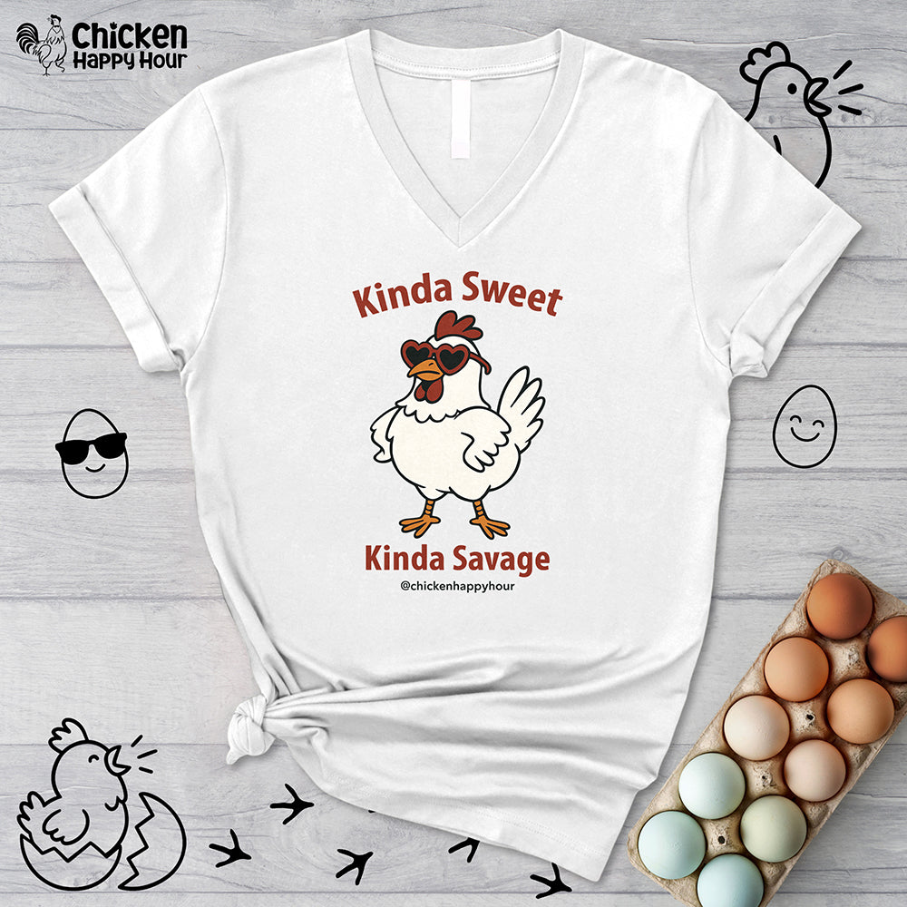 Kinda Sweet Kinda Savage V-Neck Tee