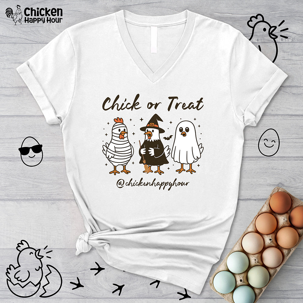 Chick or Treat V-Neck Tee