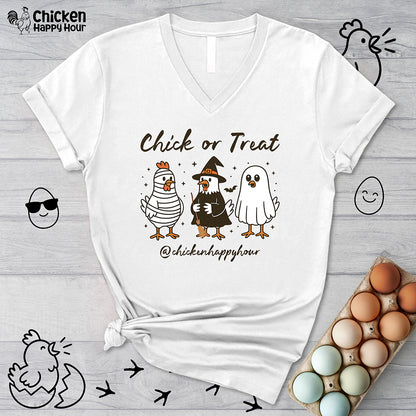 Chick or Treat V-Neck Tee