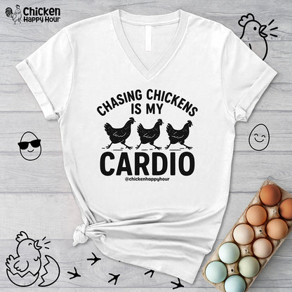 Chasing Chickens is My Cardio V-Neck Tee