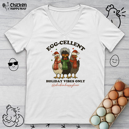 Egg-Cellent Holiday Vibes Only V-Neck Tee