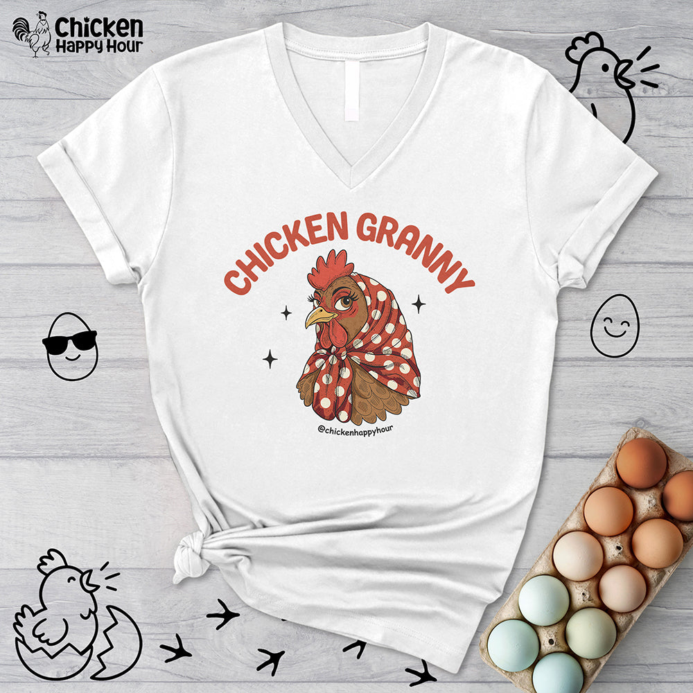Chicken Granny V-Neck Tee
