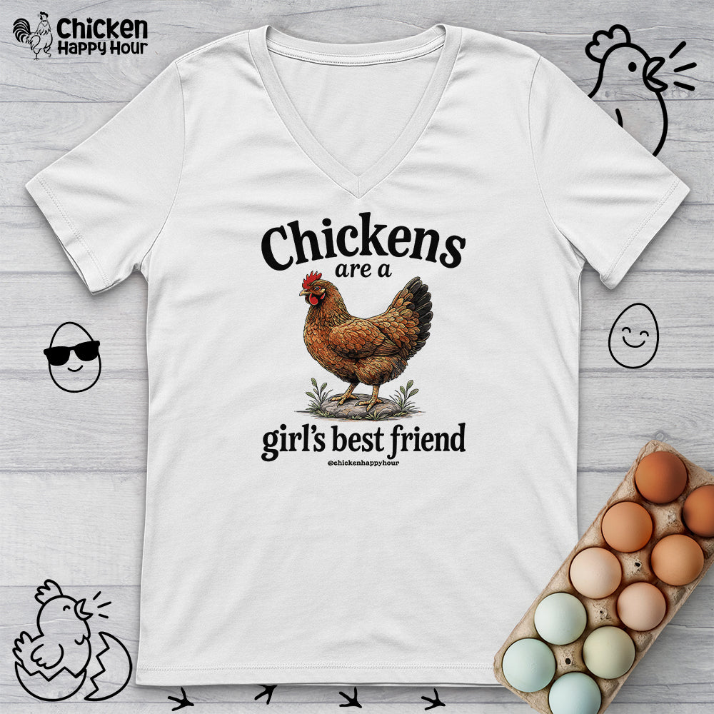 Chickens Are A Girl’s Best Friend V-Neck Tee
