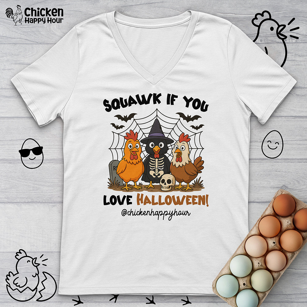 Squawk if you Love Halloween V-Neck Tee